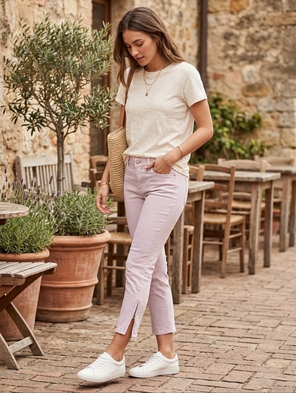 Norma Kamali Pale Pink Stretch Zip side hem jeans Size 10 Luxe